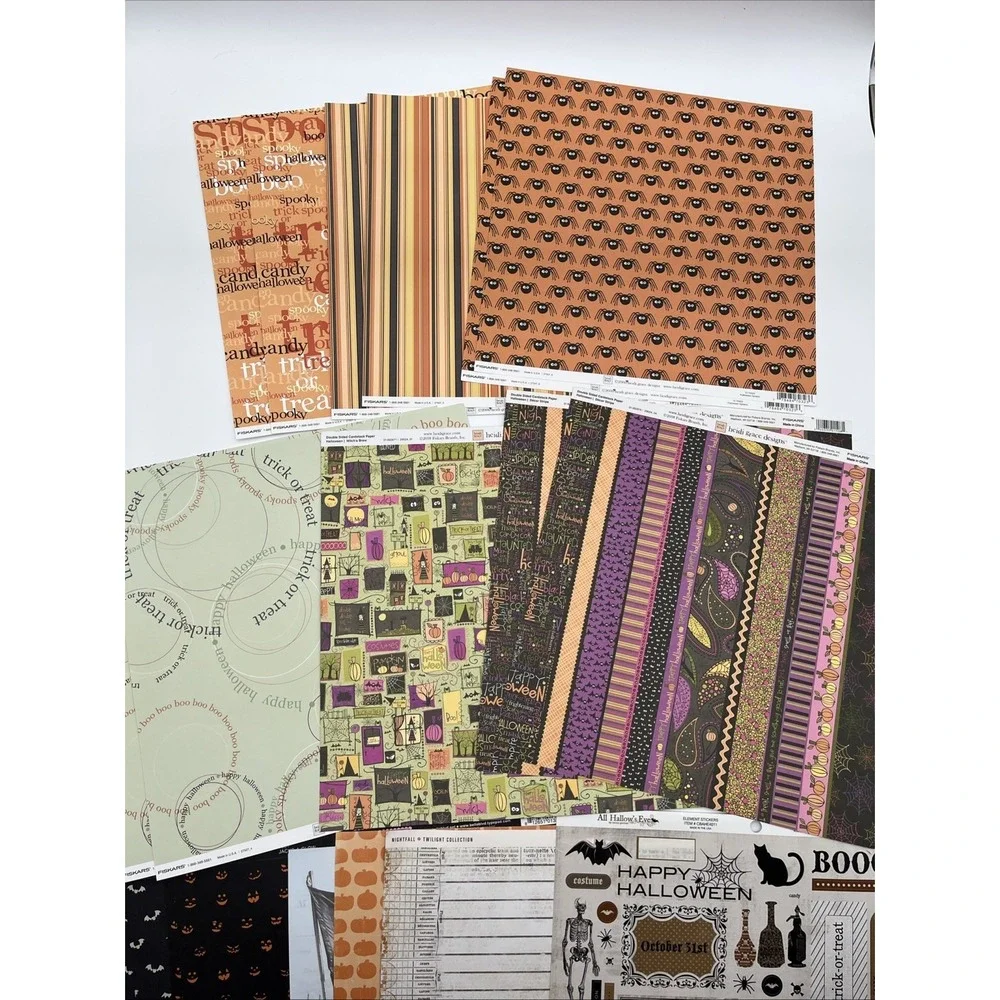 Vintage Halloween Scrapbook Paper Lot 12x12 My Mind's Eye Bella Blvd